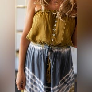 Tie Dye Strapless Maxi Dress-Size Medium